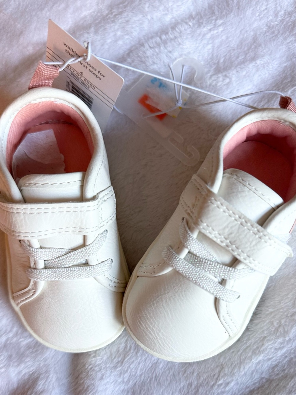 Carter's White Sneakers with Pink Lining - Baby Walker Shoes